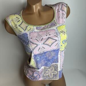DRDK Womans Small Pastel Patchwork Glittery Stretch Tank Fairy Grunge Korea